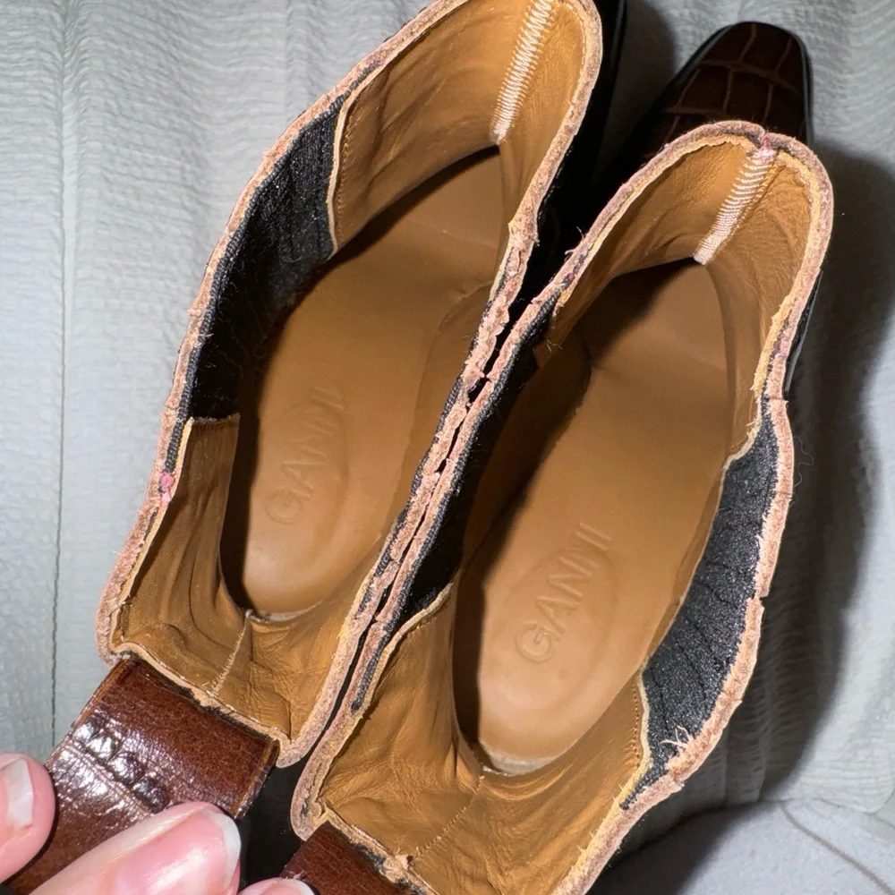 Ganni Croc-effect leather ankle boots - Picture 6 of 6